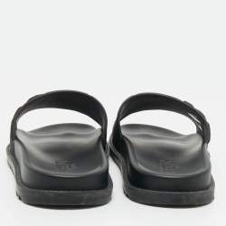 Pre Owned Fendi Black Rubber FF Logo PPool Slides Size 44