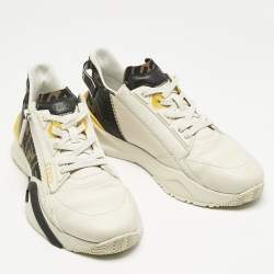 Pre Owned Fendi Multicolor Fabric and Leather Flow Lace Up Sneakers Size 42