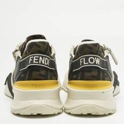 Pre Owned Fendi Multicolor Fabric and Leather Flow Lace Up Sneakers Size 42