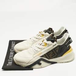 Pre Owned Fendi Multicolor Fabric and Leather Flow Lace Up Sneakers Size 42