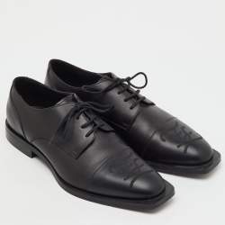 Pre Owned Fendi Black Leather FF Karligraphy Lace Up Derby Size 41