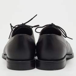 Pre Owned Fendi Black Leather FF Karligraphy Lace Up Derby Size 41