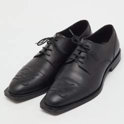 Pre Owned Fendi Black Leather FF Karligraphy Lace Up Derby Size 41