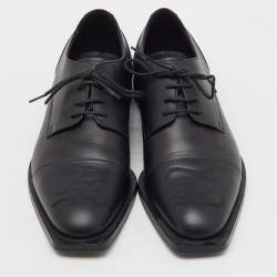 Pre Owned Fendi Black Leather FF Karligraphy Lace Up Derby Size 41