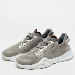 Pre Owned Fendi Multicolor Fabric and Leather Flow Low Top Sneakers Size 42