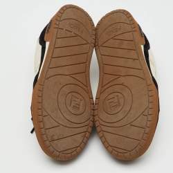 Pre Owned حذاء رياضي فندي جلد أبيض/أسود ورباط من جلد سويدي مقاس 40