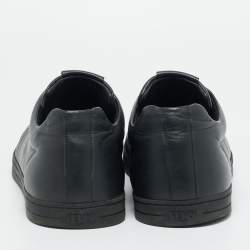 Pre Owned Fendi Black Leather Monster Eye Low Top Sneakers Size 45.5