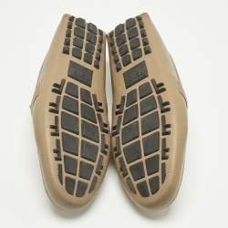 Pre Owned Fendi Brown Leather FF Slip On Loafers Size 43