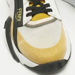 Pre Owned Fendi Multicolor Fabric and Leather Flow Lace Up Sneakers Size 45