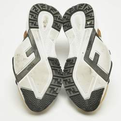 Pre Owned Fendi Multicolor Fabric and Leather Flow Lace Up Sneakers Size 45