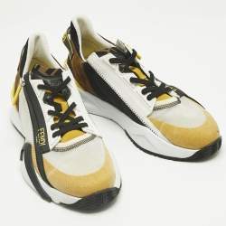 Pre Owned Fendi Multicolor Fabric and Leather Flow Lace Up Sneakers Size 45