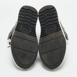 مملوكة مسبقًا حذاء رياضي فنـدي مضحك وجه مزين عالي العنق جلد متعدد الألوان مقاس 44.5