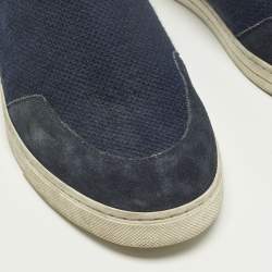 مملوكة مسبقًا Fendi Size 42 Blue Knit Fabric and Suede FF Sock High Top Sneakers 