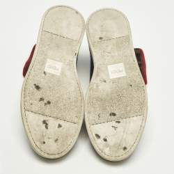 مملوكة مسبقًا Fendi Size 42 Blue Knit Fabric and Suede FF Sock High Top Sneakers 