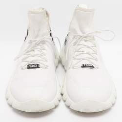 مملوكة مسبقًا حذاء رياضي فندي قماش أبيض FF بحياكة منخفضة مقاس 42