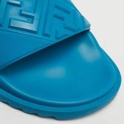 Pre Owned Fendi Size 43 Blue Rubber Flat Slides 