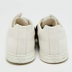 Pre Owned Fendi FF Size 41 White Leather FF Crisscross Strap Slip On Sneakers