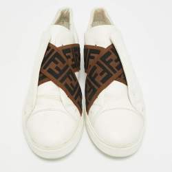 Pre Owned Fendi forever fendi Size 44 White Leather Reloaded Low Top Sneakers