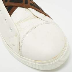 Pre Owned Fendi forever fendi Size 44 White Leather Reloaded Low Top Sneakers