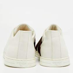 Pre Owned Fendi forever fendi Size 44 White Leather Reloaded Low Top Sneakers