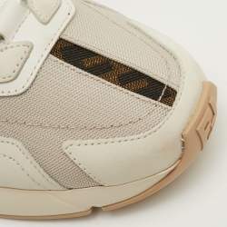 مملوكة مسبقًا حذاء رياضي فنـدي فاستر جلد شبكي رمادي بعنق منخفض مقاس 42