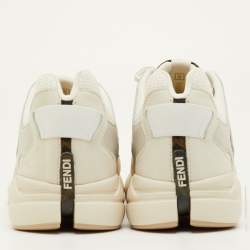 مملوكة مسبقًا حذاء رياضي فنـدي فاستر جلد شبكي رمادي بعنق منخفض مقاس 42