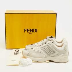 مملوكة مسبقًا حذاء رياضي فنـدي فاستر جلد شبكي رماد ي بعنق منخفض مقاس 42