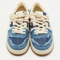 Pre Owned Fendi Match Size 42 Blue Denim/Cream Lace Up Sneakers