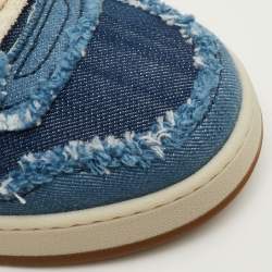 Pre Owned Fendi Match Size 42 Blue Denim/Cream Lace Up Sneakers