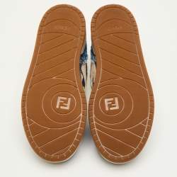 Pre Owned Fendi Match Size 42 Blue Denim/Cream Lace Up Sneakers