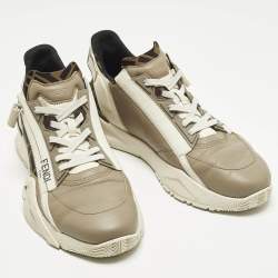 Pre Owned حذاء رياضي فندي فلو شبك وجلد شامواه أبيض مقاس 41