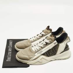 Pre Owned حذاء رياضي فندي فلو شبك وجلد شامواه أبيض مقاس 41