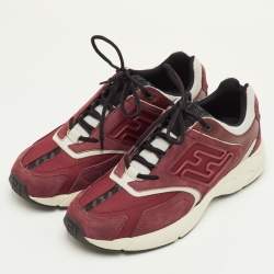 مملوكة مسبقًا حذاء رياضي فندي لوب توب قماش وبرغندي وجلد سويدي مقاس 42