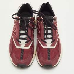 مملوكة مسبقًا حذاء رياضي فندي لوب توب قماش وبرغندي وجلد سويدي مقاس 42