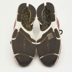 مملوكة مسبقًا حذاء رياضي فندي لوب توب قماش وبرغندي وجلد سويدي مقاس 42