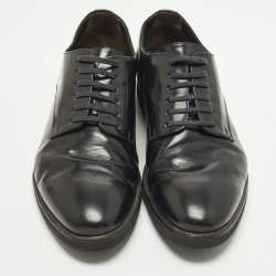 Pre Owned Fendi Size 41 Black Leather Lace Up Derby Shoes