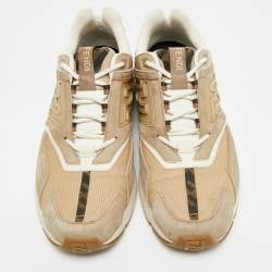 Pre Owned حذاء رياضي فنـدي فاستر جلد شبكي رمادي بعنق منخفض مقاس 42