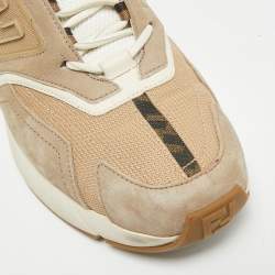 Pre Owned حذاء رياضي فنـدي فاستر جلد شبكي رمادي بعنق منخفض مقاس 42