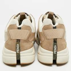 Pre Owned حذاء رياضي فنـدي فاستر جلد شبكي رمادي بعنق منخفض مقاس 42