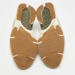 Pre Owned حذاء رياضي فنـدي فاستر جلد شبكي رمادي بعنق منخفض مقاس 42