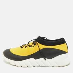 مملوكة مسبقًا Fendi Bugs Size 40 Yellow/Black Knit Fabric Low Top Sneakers