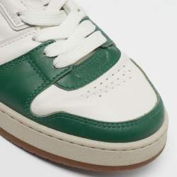 Pre Owned Fendi Match Size 42 White/Green Leather Lace Up Sneakers