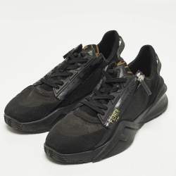 Pre Owned حذاء رياضي فندي فلو شبك وجلد شامواه أبيض مقاس 41