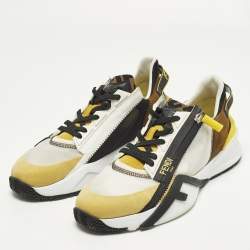 Pre Owned Fendi Flow Size 44 Multicolor Mesh and Suede Low Top Sneakers