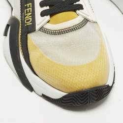 Pre Owned Fendi Flow Size 44 Multicolor Mesh and Suede Low Top Sneakers