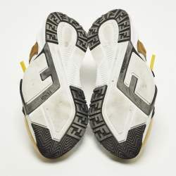 Pre Owned Fendi Flow Size 44 Multicolor Mesh and Suede Low Top Sneakers