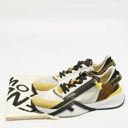 Pre Owned Fendi Flow Size 44 Multicolor Mesh and Suede Low Top Sneakers