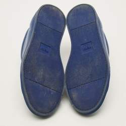 Pre Owned Fendi Face Size 43 Navy Blue Leather Low Top Sneakers