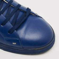 Pre Owned Fendi Face Size 43 Navy Blue Leather Low Top Sneakers