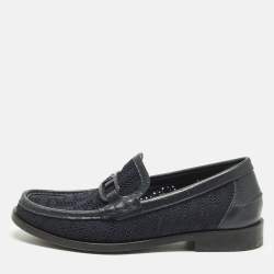 مملوكة مسبقًا Fendi O'Lock Size 41 Blue Knit Fabric And Leather Loafers